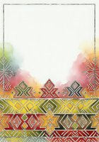 Watercolor ethnic border with geometric patterns and ornamental tribal designs in warm autumn tones, isolated on white background for invitations, cards, and decorative projects.