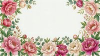 Watercolor floral frame with pink peonies and green leaves on cream background for wedding invitations, greeting cards and romantic design projects.