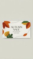 Autumn sale promotional banner with colorful fall leaves and discount text for seasonal marketing campaigns and retail advertising.