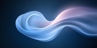 Ethereal flowing smoke forms in blue and pink create an elegant wave pattern against dark background, abstract light effect with smooth gradient motion.