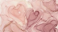 Abstract pink watercolor hearts flowing in organic shapes with soft gradients and romantic Valentine's Day love theme for wedding invitations and greeting cards.