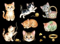 Cute kittens and cats in various playful poses isolated on transparent background. Ready for t-shirt designs, stickers, clipart, sublimation, and print-on-demand products.
