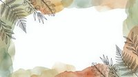 Watercolor botanical frame with fern and leaf illustrations in earthy tones, featuring blank white space for text overlay, suitable for invitations, greeting cards, and design projects.