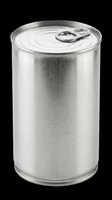 Silver metal tin can with pull ring lid, isolated on transparent background. Ready for T-shirt design, stickers, clipart, print on demand, and sublimation projects.