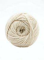 Cream colored ball of thick twisted yarn or rope isolated on white background, ready for knitting, crochet, crafts, textile design, and DIY projects.