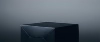Dark geometric hexagonal podium platform on moody gradient background for product display and presentation purposes in modern minimalist style.