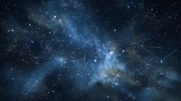 Stunning deep space nebula with brilliant blue and cosmic dust clouds scattered across starry night sky for astronomy and science projects.