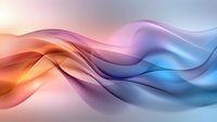 Smooth flowing abstract waves in orange, purple and blue colors creating dynamic motion effect on light background, modern minimalist design element.
