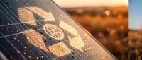 Solar panel with water droplets reflecting warm sunset light showcasing renewable energy technology and sustainable power generation for eco-friendly projects.