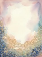 Watercolor background with ornate gold filigree borders and decorative mandala patterns, featuring soft pastel gradients in pink, blue, and cream tones with ample white space for text or design elements.