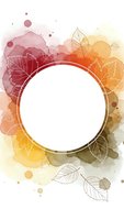 Autumn watercolor frame with fall leaves and warm colors creating elegant circular border for seasonal design projects and decorative elements.
