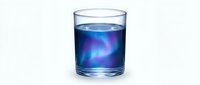 Glass of vibrant blue and purple glowing liquid with swirling nebula-like patterns, isolated on white background for beverage, potion, or fantasy design projects.