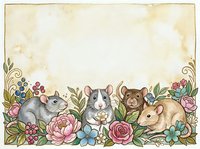 Adorable watercolor frame with cute baby animals and floral border on vintage paper background for greeting cards and nursery decor.