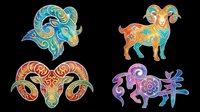 Colorful zodiac animal symbols with ornate swirling patterns isolated on transparent background. Ready for t-shirt design, clipart, stickers, sublimation and print-on-demand products.