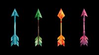 Four colorful watercolor arrows isolated on transparent background, ready for stickers, t-shirt design, print on demand, sublimation, and clipart projects.
