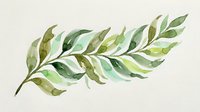 Watercolor fern leaf with soft green and olive tones on white background, isolated botanical illustration suitable for design projects, stationery, and nature-themed artwork.