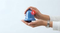 Hands holding a blue notification bell with a red alert badge showing number one, symbolizing new alerts and digital updates.