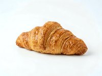 Golden croissant with flaky, buttery layers isolated on white background, ready for bakery, food, and culinary design projects.