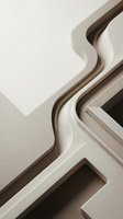 Architectural detail of modern building facade with curved white molding, layered geometric forms, and deep shadows creating abstract composition for design projects.
