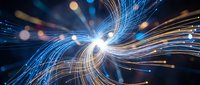 Abstract digital energy streams with glowing light trails and bokeh effects creating dynamic motion patterns for technology and futuristic design concepts.