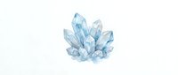 Cluster of translucent blue crystal formations isolated on white background, suitable for design projects, digital art, and commercial applications.
