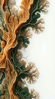 Ornate baroque floral border with golden orange and emerald green decorative elements on cream background for luxury design projects.