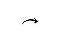 Black curved arrow pointing right on white background isolated for graphic design and presentation use.