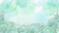 Watercolor mint green ornamental border with flowing botanical flourishes and swirls on white background, isolated design element for invitations, cards, and decorative projects.