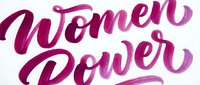 Women Power - motivational lettering in magenta brush script on white background, isolated and ready for t-shirt design, posters, and apparel printing.