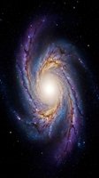 Spectacular spiral galaxy with luminous core and swirling arms in deep space surrounded by stars for astronomy and science education backgrounds.