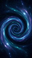 Cosmic spiral galaxy with swirling blue and purple nebula clouds against starry space background for astronomy and science fiction projects.