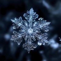 Macro photography of natural snowflake crystal showing intricate hexagonal pattern and delicate ice formations against dark background, revealing nature's geometric symmetry.