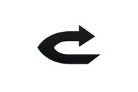 Black curved arrow pointing right isolated on white background for web design and user interface elements.