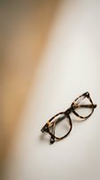 Tortoiseshell eyeglasses with clear lenses resting on neutral beige and white gradient background, suitable for fashion, lifestyle, and optical retail marketing.
