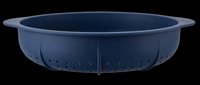 Dark blue colander with handles isolated on transparent background, ready for kitchen design, clipart, print-on-demand products, t-shirt designs, and sublimation projects.