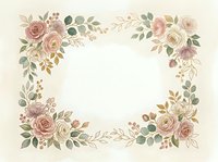 Vintage floral frame with roses, eucalyptus, and botanical elements on cream background. Isolated design ready for invitations, cards, and decorative projects.