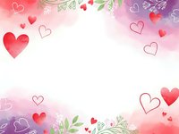 Romantic watercolor background with red hearts and floral elements for Valentine's Day cards, wedding invitations and love-themed designs.