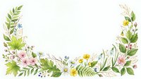 Watercolor floral wreath with pink and yellow flowers, green foliage, and botanical elements on isolated white background for design projects.