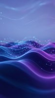 Abstract purple blue flowing waves with glowing particles and light effects for digital backgrounds and modern design projects.