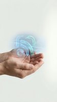 Hands holding glowing holographic wifi symbol representing wireless internet connection and digital communication technology for modern connectivity solutions.
