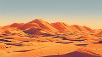 Vibrant orange sand dunes stretch across vast desert landscape at sunset, dramatic shadows cast across rolling hills create mesmerizing patterns in golden light.