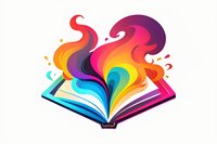Open book with vibrant rainbow-colored waves emerging from pages, symbolizing creativity, imagination and storytelling. Perfect for education, literature and knowledge concepts.