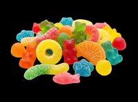 Colorful assorted gummy candies pile isolated on transparent background, ready for t-shirt design, stickers, clipart, print on demand, and sublimation projects.