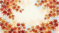 Autumn maple leaves in red, orange, and yellow tones frame a soft, blurred background, creating a seasonal border design suitable for fall marketing materials and seasonal promotions.