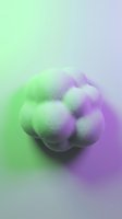Textured spherical form with grainy surface transitions from vibrant green to soft purple tones on gradient background. Suitable for modern design, tech branding, and creative projects.