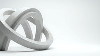 Abstract white twisted rings intertwined in complex knot formation on clean background for modern design projects and creative presentations.