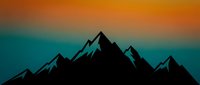 Mountain silhouette against gradient sunset sky transitioning from orange to teal, ideal for outdoor adventure, travel, and nature-themed designs.