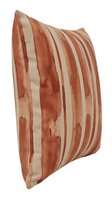 Decorative throw pillow with rust and cream striped pattern featuring watercolor texture effects, isolated on white background for home decor and interior design projects.