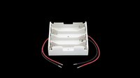 Plastic battery holder with red and black wires, isolated on transparent background. Ready for electronics clipart, t-shirt design, stickers, print on demand, and sublimation projects.
