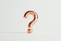 Shiny copper question mark symbol on white background, representing curiosity, inquiry, and problem-solving concepts for business presentations.